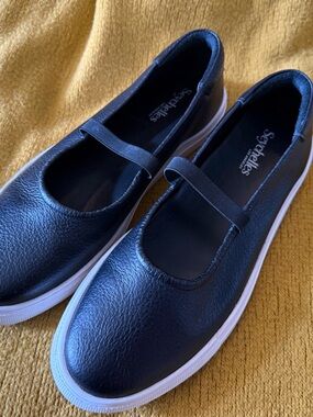 Seychelles Black Mary Jane Ballet Flat Sneakers with White Outsole Size 8.5